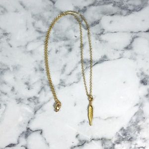 Handmade Artistic Gold Feather Necklace